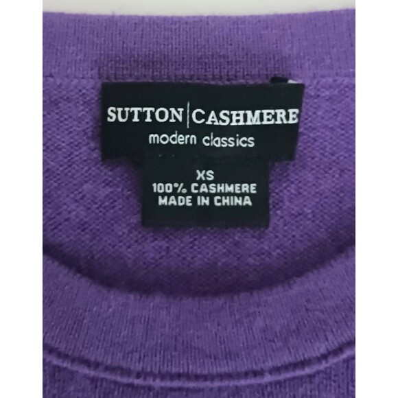 Sutton 100% Cashmere Purple Knit S/S Pullover Sweater Round Neck Sz XS - Picture 3 of 5